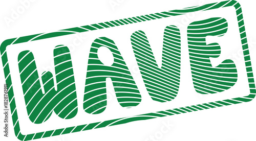 Energetic Green Wavy Textured WAVE Word Stamp for Dynamic Movement and Action