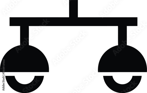 Simple black silhouette of a modern ceiling light fixture with two downward facing lamps