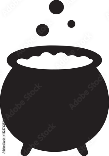 a cauldron filled with a mysterious white liquid clean silhouette vector illustration