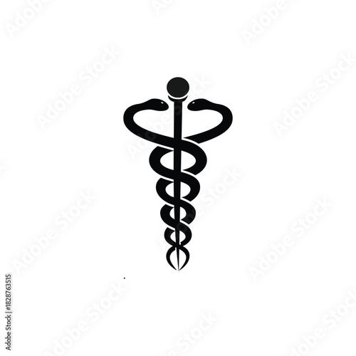 Caduceus Icon - Medical Snake Logo Design