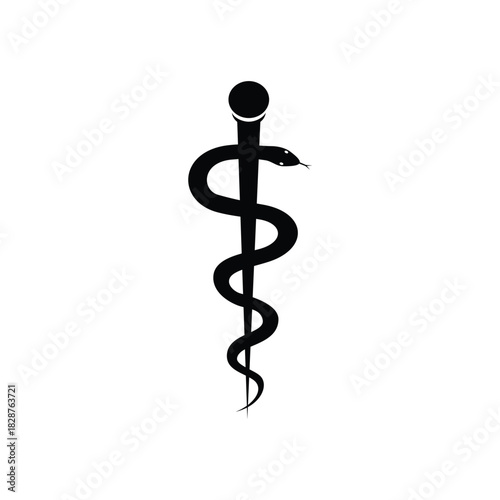 Snake medical symbol, caduceus icon