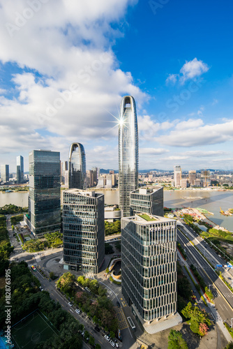 Photography Architectural Scenery of Poly Sky Plaza in Pazhou, Guangzhou, China
