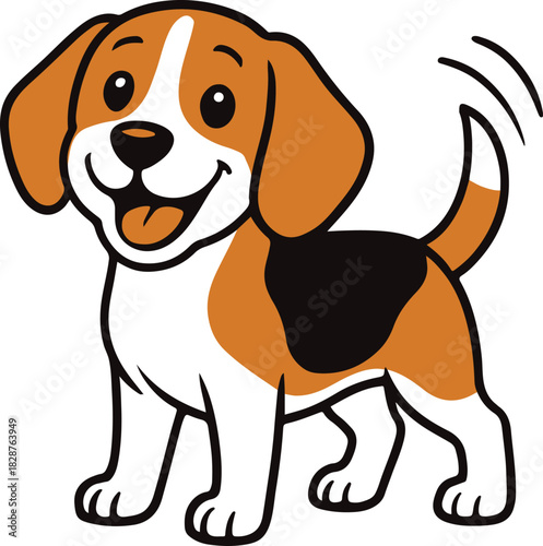  Happy Cartoon Beagle Dog Illustration