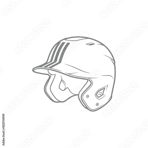 Hand-Drawn Baseball Batting Helmet Design Illustration