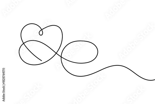 Love shape simple one line art valentine's day minimal outline romantic vector design
