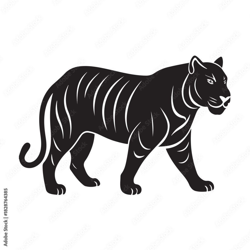 Obraz premium Tiger Walking Silhouette Icon for Wildlife and Animal Graphic Design