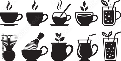 Collection of Hot and Cold Drink Vector Icons and Symbols