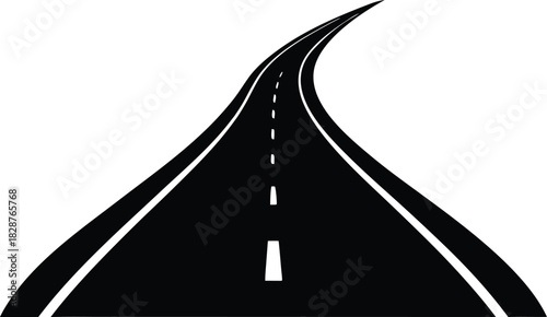 Stylized road clip art showcasing different perspectives silhouette vector illustration