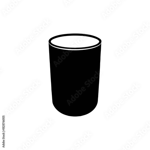 Simple black graphic icon of an empty cylindrical glass or mug