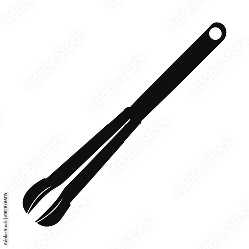 Kitchen tongs silhouette utensil for cooking and serving food