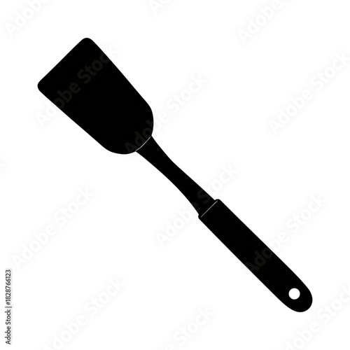 Black silhouette of a kitchen spatula, essential kitchen utensil