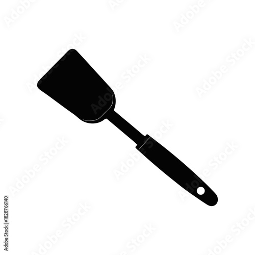 Black kitchen spatula utensil silhouette for cooking and serving