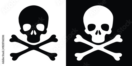 skull and crossbones silhouette vector, skull death vector icon