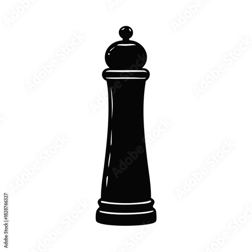 Minimalist black pepper mill icon silhouette for culinary design