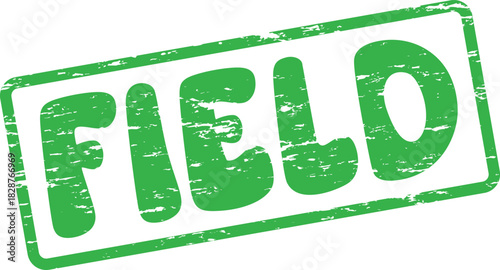 Green Field Word Stamp Emblem with Rustic Distressed Texture