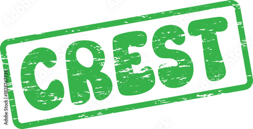 Crest peak achievement symbol in green distressed rubber stamp style