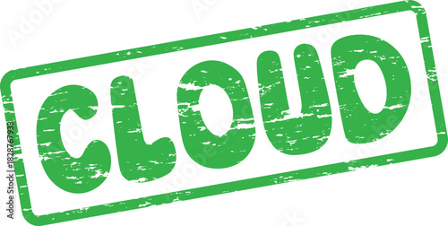 An authentic distressed green CLOUD word stamp evoking imagination, dreams, and light, airy freedom