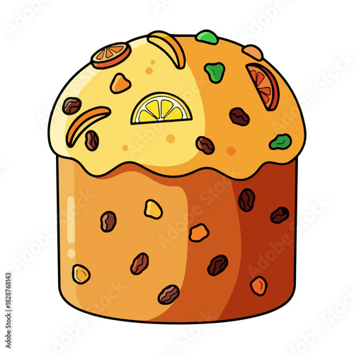 Italian Panettone Christmas Cake Vector Illustration
