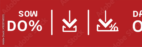 Download Icons and Percentage Signs on a Red Background for Discounts