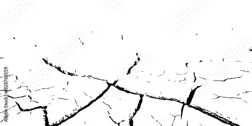 Black and white cracked earth texture with bold fissures and dried soil patterns. Minimalist high-contrast design ideal for backgrounds, drought concepts, environmental themes, and abstract artwork.