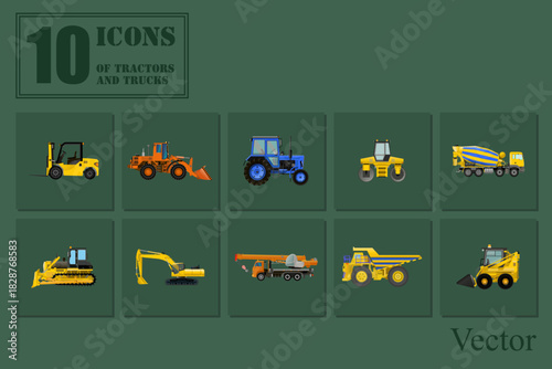 A set of construction trucks