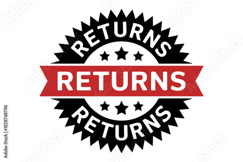 Returns" product service guarantee badge, label, stamp vector