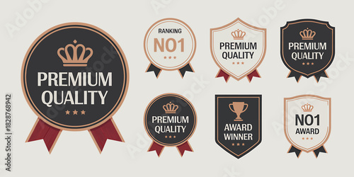 Premium quality, ranking, and award winner badge icons collection