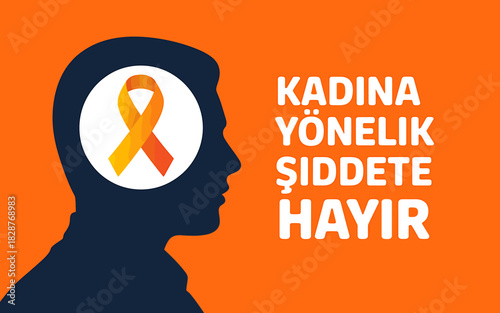 No violence against women awareness ribbon and profile vector.