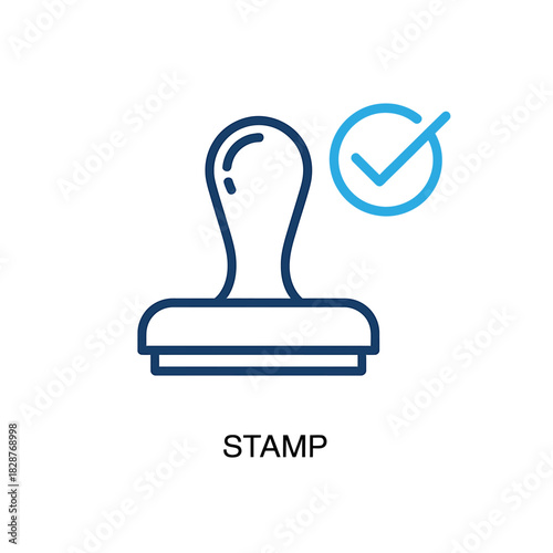 Official rubber stamp icon with approved checkmark for document