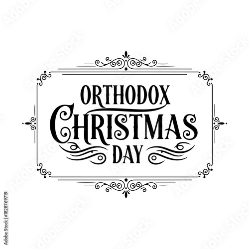 Orthodox christmas day decorative text