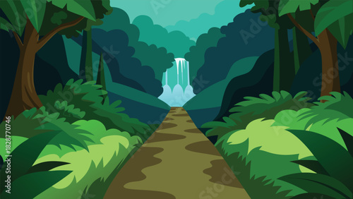 Tropical Jungle Hidden Waterfall