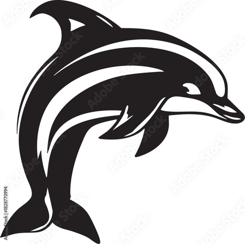 Dolphin Jumping Vector Illustration Marine Animal Mascot Oceanic Wildlife Water Life Sea Mammal Graphic Design