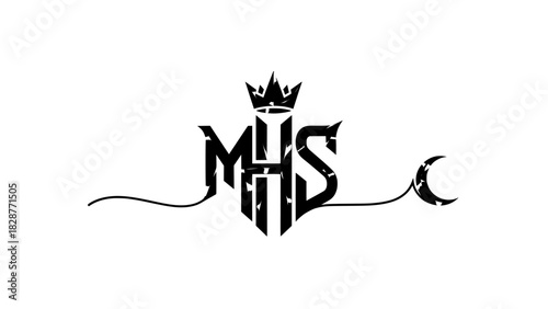 Monogram mhs with crown and crescent
