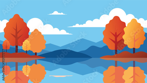 Autumn Lakeshore Reflection