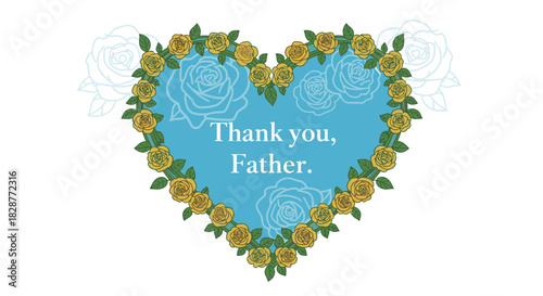 Show Your Appreciation: Beautiful Heart of Roses with a Sincere "Thank You, Father" Message for Father's Day or any heartfelt occasion
