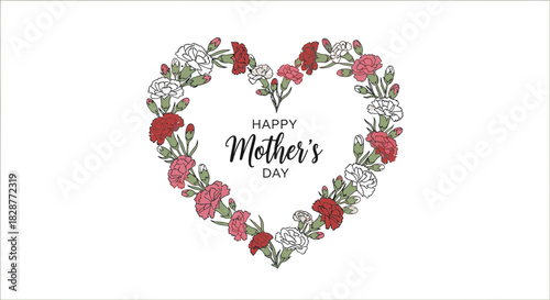 Delicate floral heart for Mother's Day, a charming design for cards, invitations, and social media posts celebrating motherhood and love, originally vector