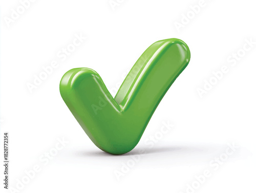 Green check mark symbol isolated on white background affirmation concept