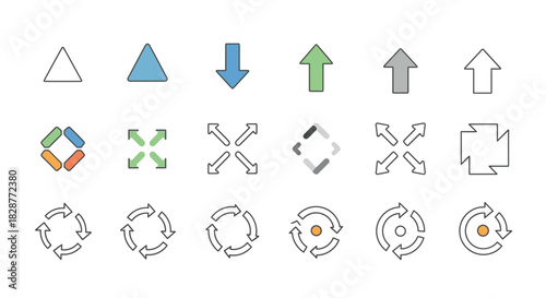 Fresh set of universal direction & rotation arrows, perfect for wayfinding, interface design, and illustrating flow or motion in your next project