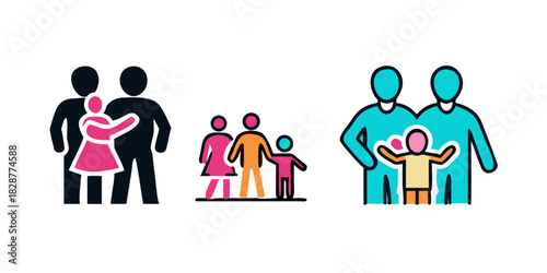 Icons set people and family .vector icon
