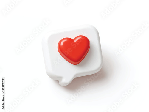 Red Heart Inside White Speech Bubble Love and Social Media Concept