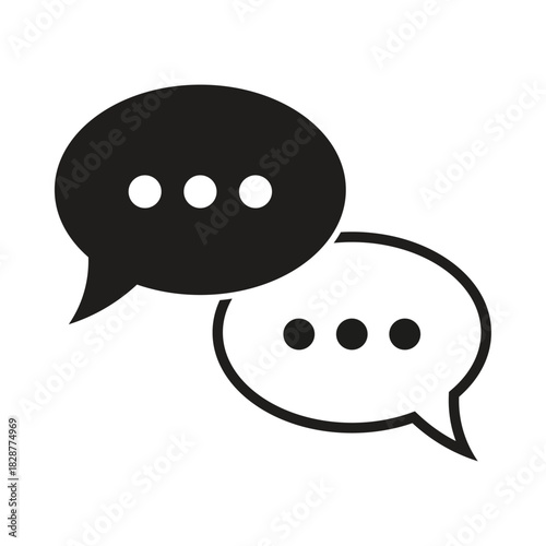 Two overlapping speech bubble icon with ellipsis for conversation