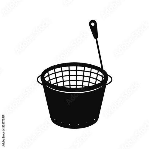 Deep fryer basket icon, essential kitchen cooking utensil symbol