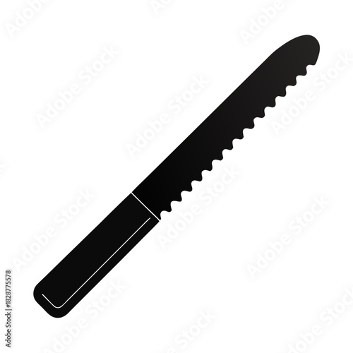 Serrated knife kitchen utensil black icon for food preparation