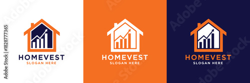 Modern and clean graphic design for a company specializing in real estate investments, property management, or home finance services, depicting market growth and stability.