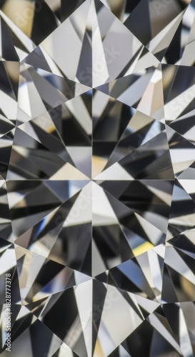 Extreme close-up abstract macro of faceted diamond brilliance