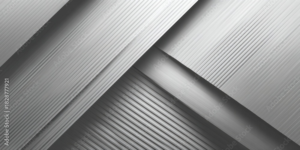 Obraz premium Geometric metallic panels with parallel lines create abstract background.