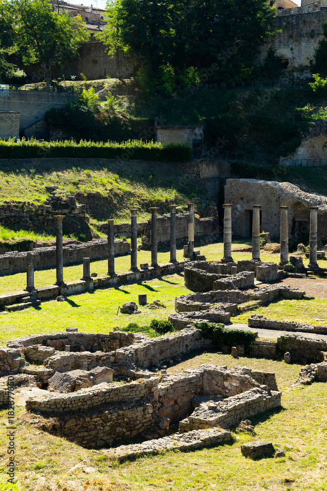 Fototapeta premium Roman theater ruins standing in Volterra, TUSCANY, Italy
