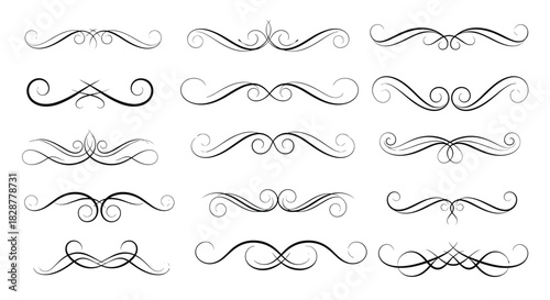 A collection of elegant vintage text dividers and calligraphic swirl ornaments with a subtle grunge texture for classic designs.