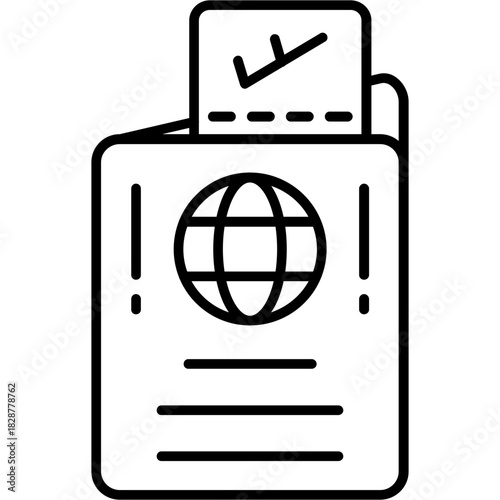 black passport with checkmark and globe clip art preview