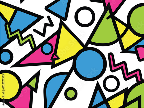 Retro Geometric Pattern with Vibrant 80s Style
